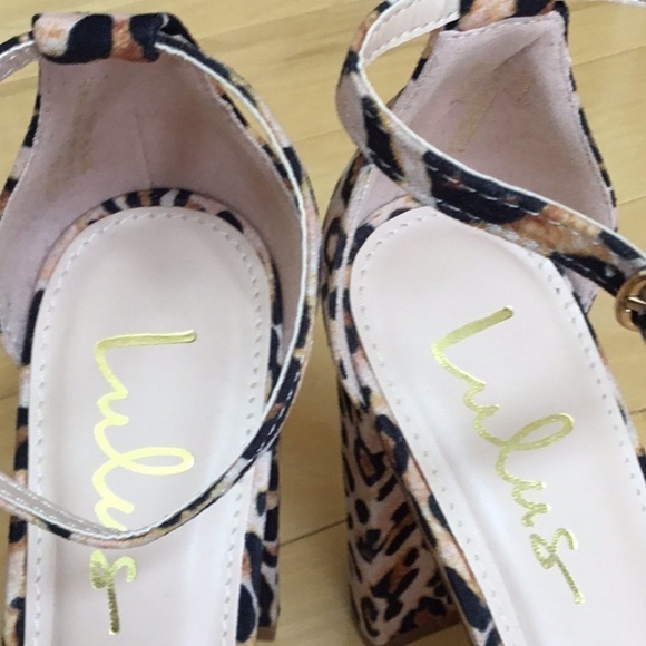 LULUS Leopard Print Chunky Open Toe Heels. Women’s size 8.5 - Picture 10 of 14